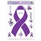 12 Pack Bulk Purple Ribbon/Find A Cure Peel 'N Place Cling Sheets